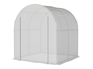 Serre de jardin 180 x 180 x 200 cm, petite serre tunnel avec porte enroulable et fenêtre moustiquaire blanche