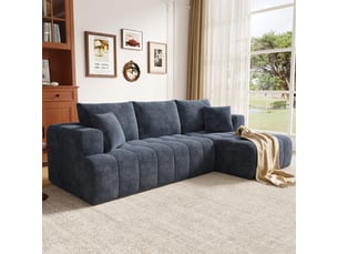 Canapé d'angle modulable 3 places 244,5 × 136 cm, mousse compressée, chenille bleu