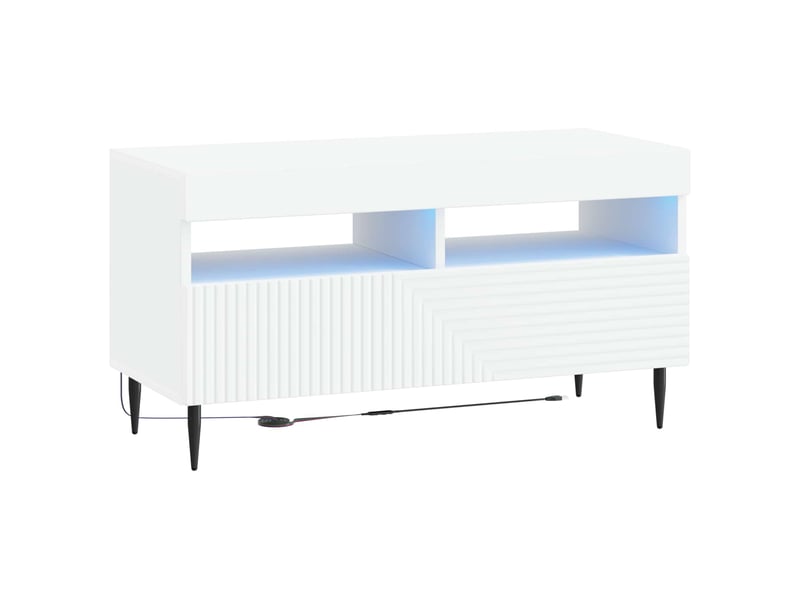  Meuble tv - banc tv - meuble de rangement led blanc bois d'ingénierie  - Conforama A