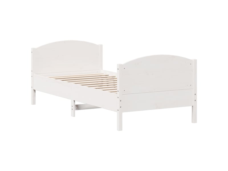  Lit simple- lit adulte -  cadre de lit sans matelas blanc 100x200 cm bois de pin massif  - Conforama B