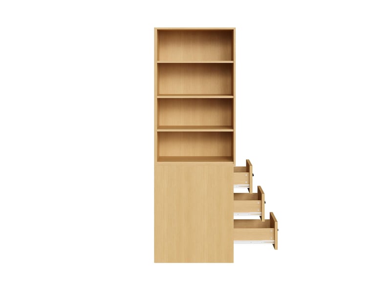  Bibliothèque 3 tiroirs et 4 niches en panneau de particules coloris chêne 60x38x180 cm N880P3183334O - Conforama A