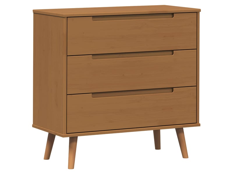  Commode chambre adulte, armoire à tiroirs molde caramel 80x40x80 cm bois de pin massif  - Conforama A