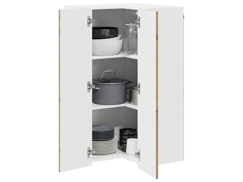 Meuble mural de cuisine, armoire d'angle cuisine porto chêne artisanal 57x57x100cm  - Conforama C