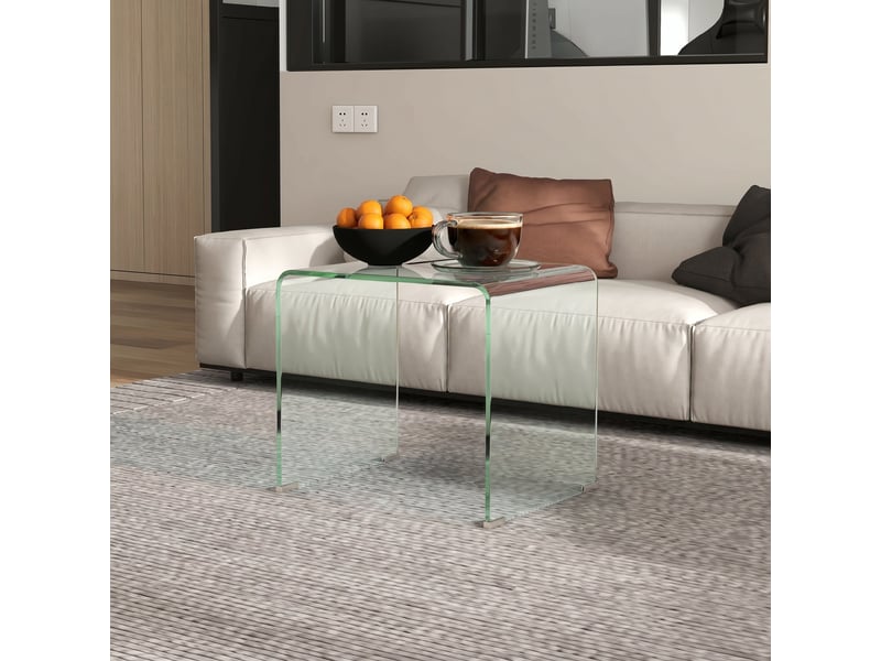  Table basse en verre table de salon rectangulaire design moderne en verre trempé avec bords arrondis sûrs transparent  - Conforama W