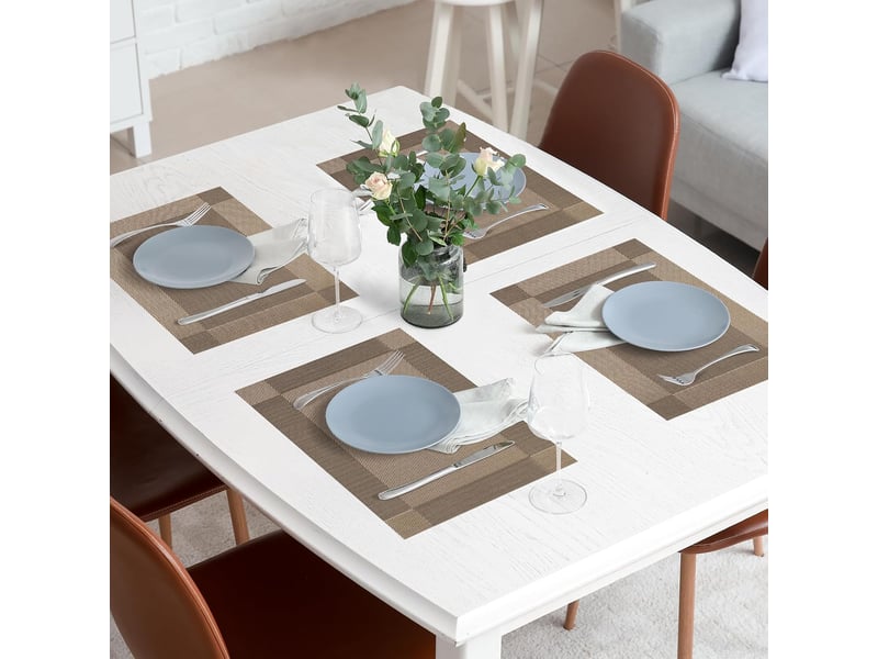 Lot de 8 sets de table en vinyle – résistants à l'usure et à la chaleur, marron, 45x30 cm - Conforama E