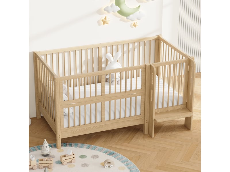  Lit bébé évolutif 140x70 cm en pin naturel, convertible en lit enfant et cododo  - Conforama B