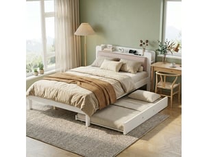 Lit gigogne 120x200 cm <strong>OKWISH</strong> <strong></strong> coloris blanc