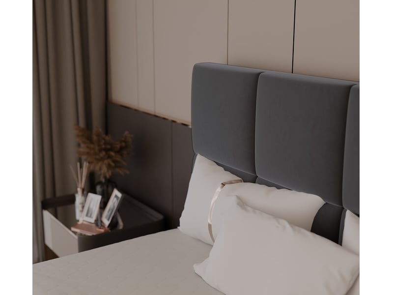Lit coffre magnus - 180x200 cm - avec matelas et surmatelas - velours dense - gris MAGNUS - Conforama D