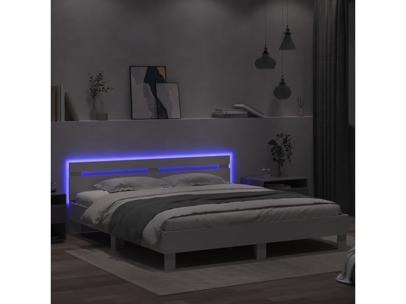  Lit double- lit adulte -  cadre de lit avec led sans matelas blanc 200x200 cm  - Conforama C