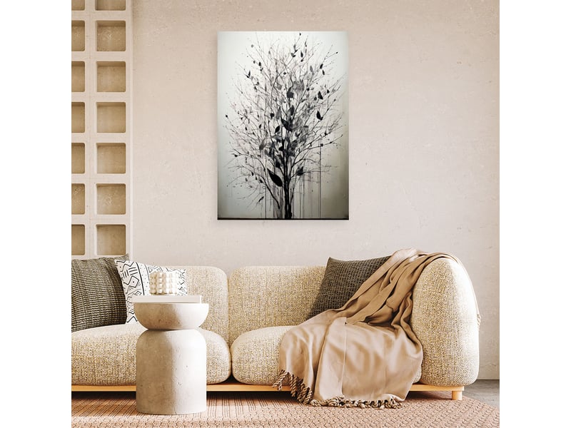Image sur toile, délicates branches noires sur fond gris 40x60 1334479989 - Conforama B