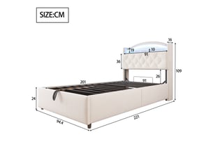 Lit simple 90x200 cm coloris beige