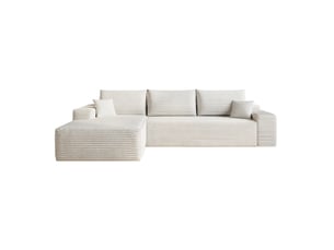 Canapé d'angle modulaire 270 cm avec méridienne en l - 3 places blanc sans montage