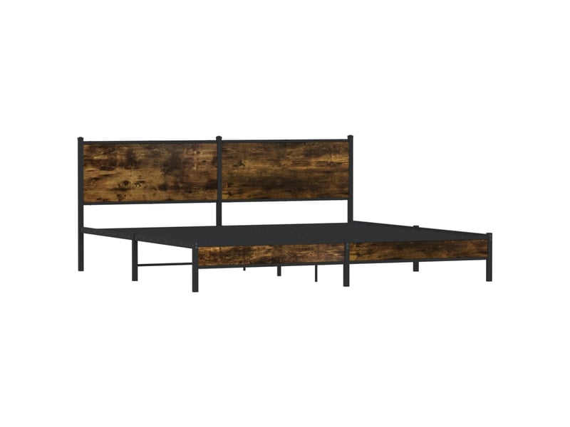  Lit double- lit adulte -  cadre de lit en métal sans matelas chêne fumé 200x200 cm  - Conforama C