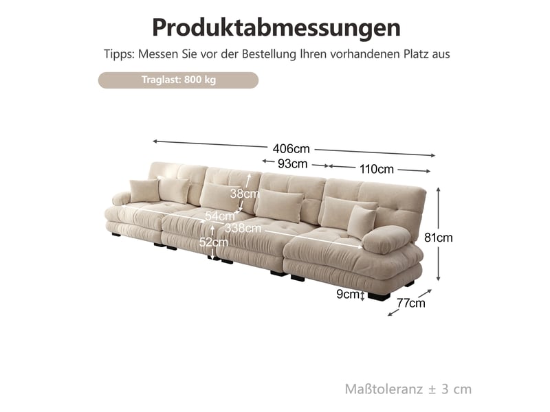  Canapé d'angle modulable convertible 4 places en tissu marron clair, confort profond familial pour le salon  - Conforama C