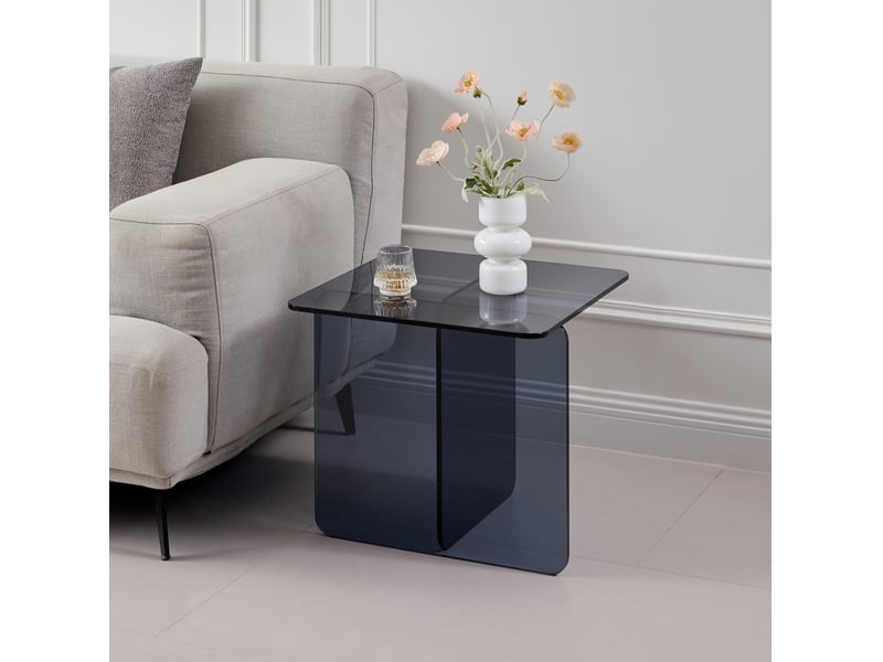  Table d'appoint polyvalente 45x45x41 cm en verre trempé gris  - Conforama C