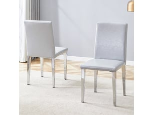 Chaise - lot de 2 - design moderne - ergonomique - métalsimilicuir - gris clairargenté - pour salon et séjour