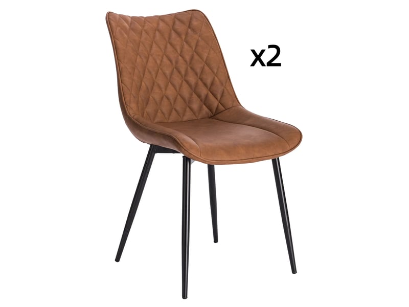  Lot de 2 chaises de salle à manger 46 46,5×40,5×85,5cm, ssier confortable polyuréthane acier marron clair  - Conforama A