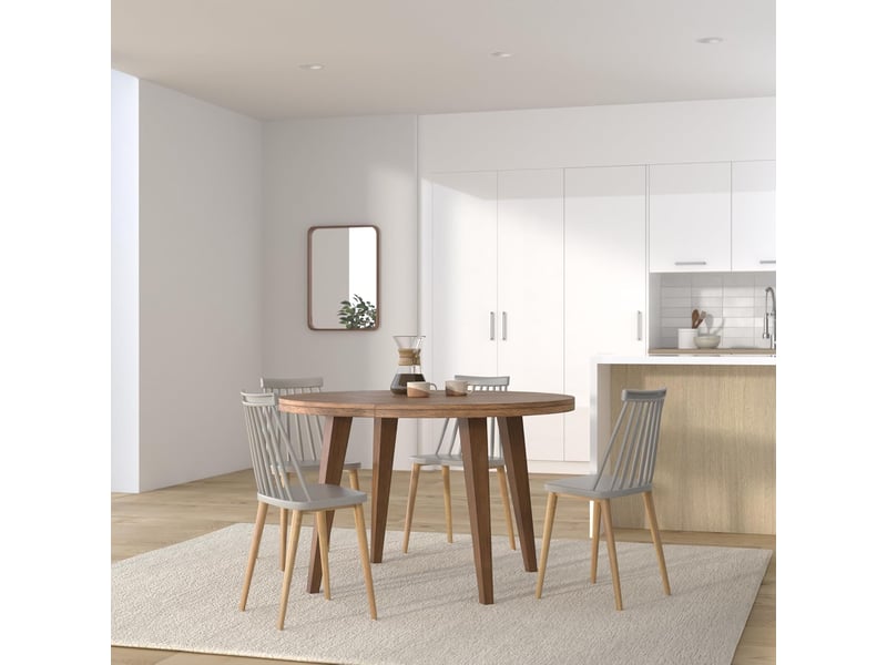  Lot de 2 chaises bistrot scandinaves bao grises à barreaux avec pieds métal décor bois  - Conforama B