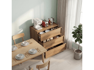 Commode 3 tiroir(s) LPOSPI coloris bois clair largeur 80 cm