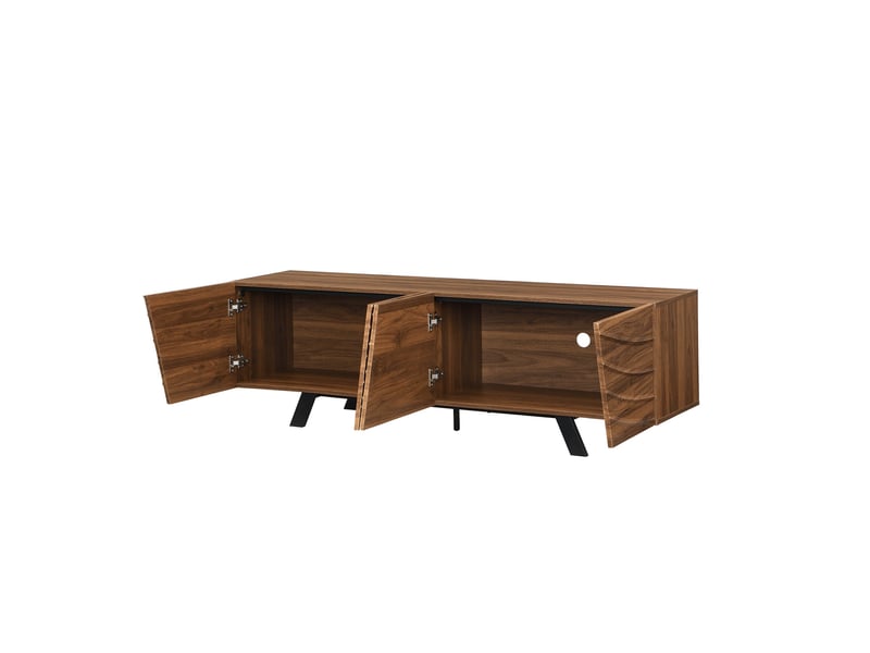  Meuble tv noyer, rangement, gestion des câbles, design moderne, structure robuste, finition haut de gamme - 160x39x50.5cm - salon  - Conforama D