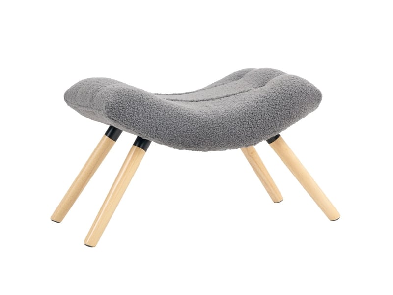  Pouf 67x45x38 cm repose-pieds à pieds en bois gris foncé  - Conforama B