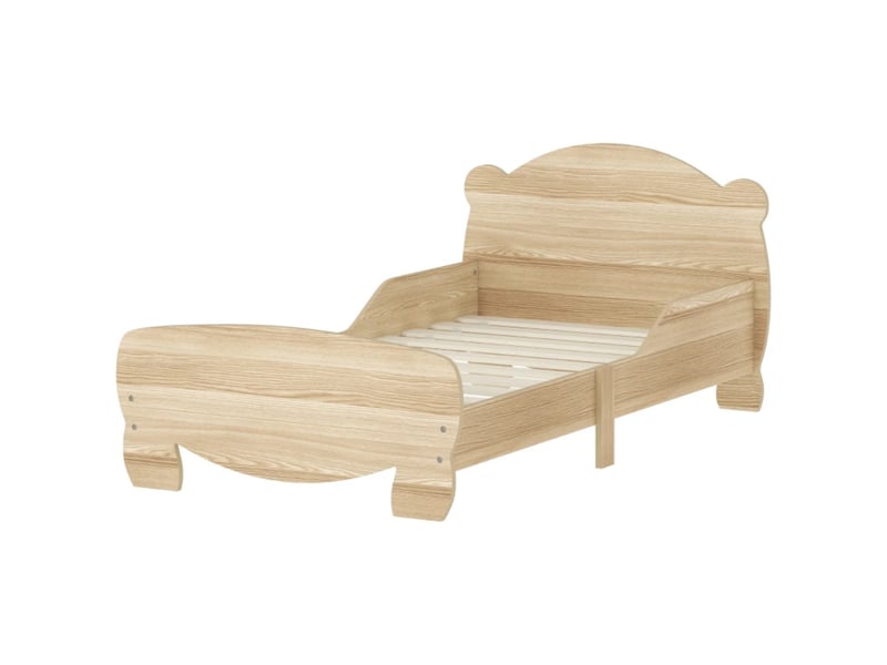 Lit enfant 70x140 bois naturel avec barrière de sécurité motif ours  - Conforama A