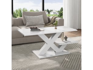 Table basse rectangulaire coloris blanc <strong></strong> <strong></strong> - 48 cmx100 cm