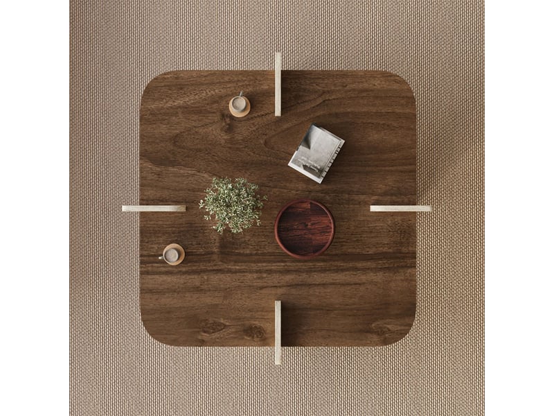  Table basse carrée moderne en mélaminé poalla - noyer  - Conforama C