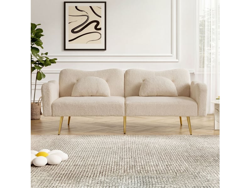  Canapé-lit 2 places 175x79x82 cm dossier réglable bois beige naturel sans matelas  - Conforama C