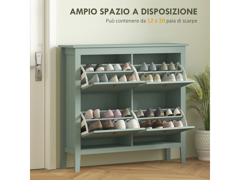  Étagère à chaussures étroite à 4 tiroirs pour 20 paires de chaussures, pointure 44 (eu), étagères réglables, 105 x 24 x 95,5 cm, verte  - Conforama E