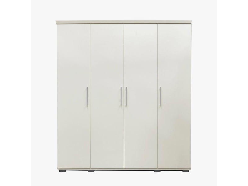  Armoire 4 portes 7 étagères et penderie blanc  - Conforama E