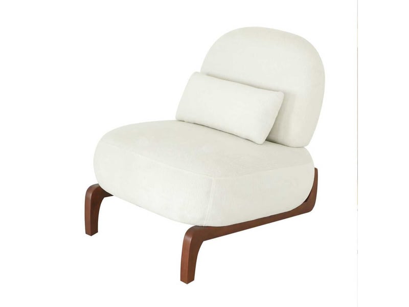  Fauteuil d'accent 72.2x86.9x69.9cm – chaise de salon sans accoudoirs avec coussin moelleux et oreiller lombaire – tissu de chenille - blanc  - Conforama A
