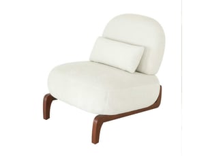 Fauteuil d'accent 72.2x86.9x69.9cm – chaise de salon sans accoudoirs avec coussin moelleux et oreiller lombaire – tissu de chenille - blanc