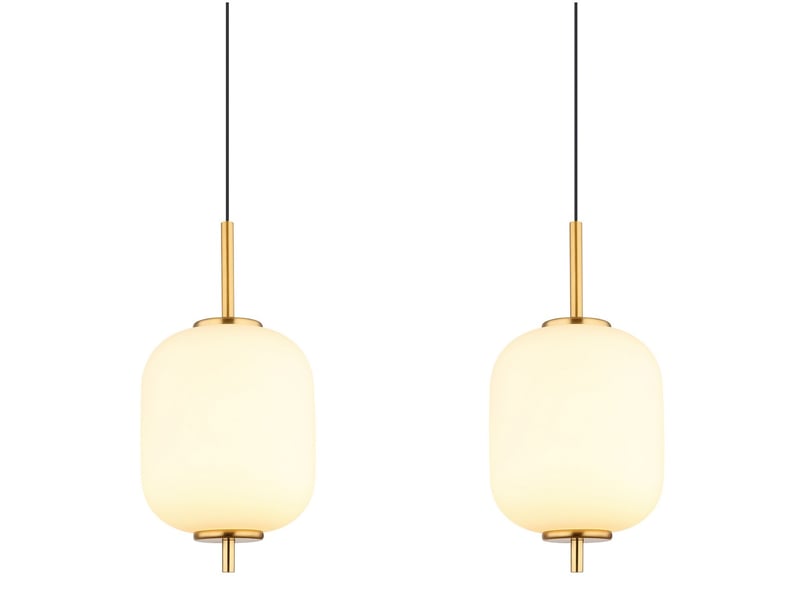  Globo ewald plafonnier suspendu de bar avec abat-jour en verre opale couleur laiton, 4 led 3000 k  - Conforama D