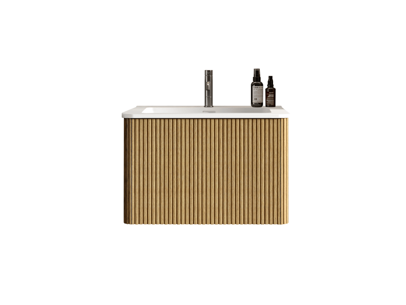  Meuble sous-vasque suspendu avec vasque coloris chêne 61 x 46.5 x 37 cm  - Conforama A