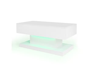 Table basse relevable avec 2 plateaux, plateau coulissant, led et rangement, finition brillante, 100×50×45 cm - uvrion