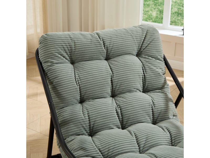  Fauteuil à bascule extérieur - 75x116x82cm - rocking chair de jardin avec coussin épais et moelleux - vert clair et noir  - Conforama D