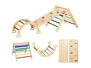 Structure d'escalade intérieure 5 en 1 178x64,5x59 cm bois multicolore