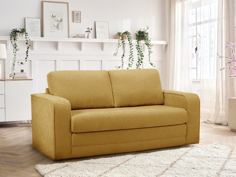  Bobochic canapé droit convertible déplimousse come tissu texturé jaune COME - Conforama B
