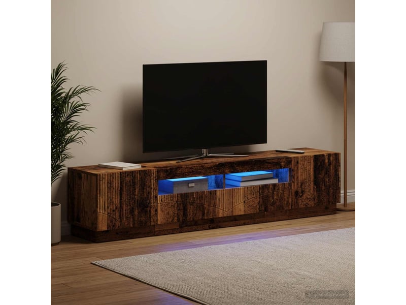  Meuble tv - banc tv - meuble de rangement led hoorn 3 pcs bois ancien bois d'ingénierie  - Conforama B