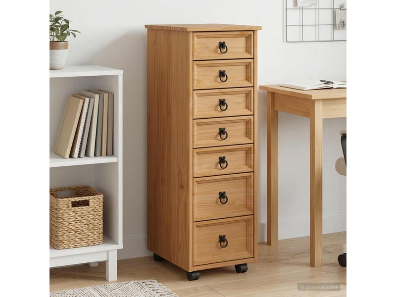  Caisson roulant de bureau avec tiroirs corona brun miel shl8198  - Conforama B