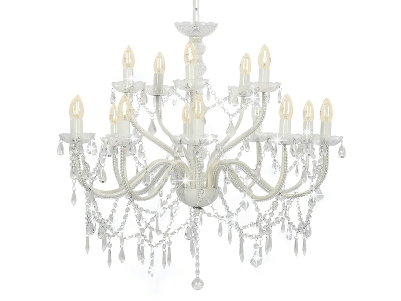 Lustre classique 80 x 74 cm ambiance élégante 15 ampoules e14 en métal blanc 02_0046418  - Conforama A