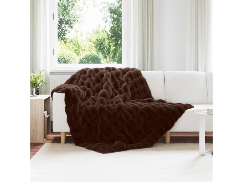  Couverture décorative, couverture antidérapante en fausse de lapin 4 pc camel shl90240  - Conforama B