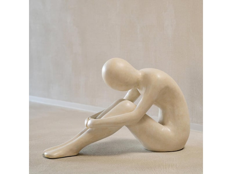  Statuette homme assis emile 60cm blanc cassé  - Conforama C