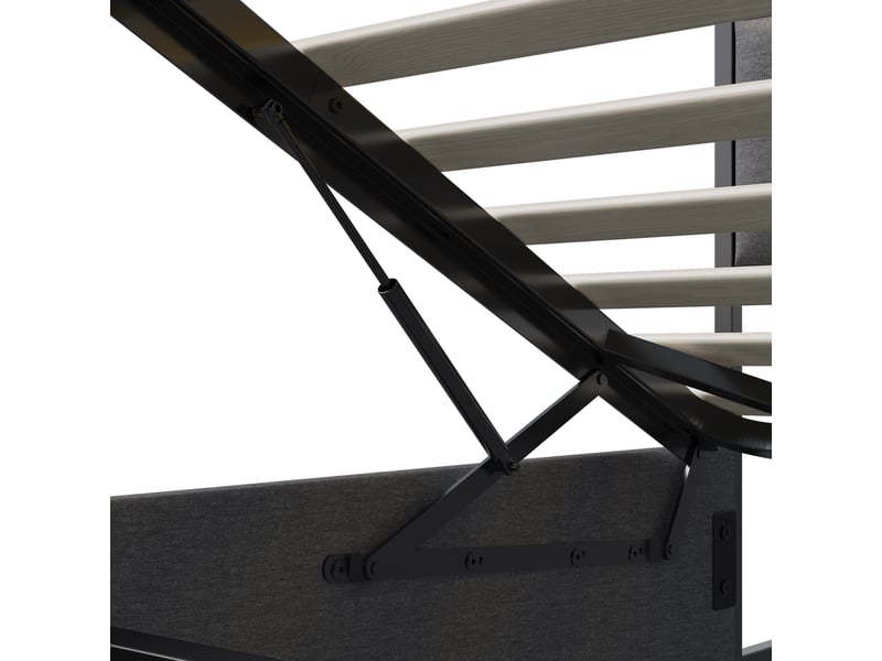  Lit coffre 160x200 avec rangement, cadre de lit double rembourré avec led et usb lit 2 personnes led avec prise lit adulte capitonné avec tête de lit et rangement hydraulique gris lin, sans matelas  - Conforama W