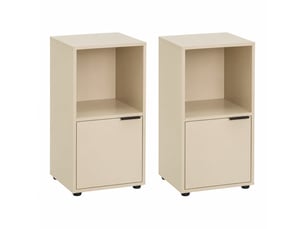 Lot de 2 table de chevet meuble de rangement à 1 niche et 1 porte, coloris greige - longueur 31 x profondeur 29 x hauteur 61 cm