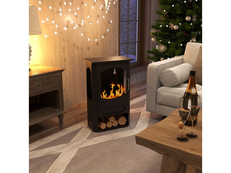  Cheminée bioéthanol sur pied noire à flamme réelle, brûleur 1,2 l, 43 x 25 x 68 cm  - Conforama C