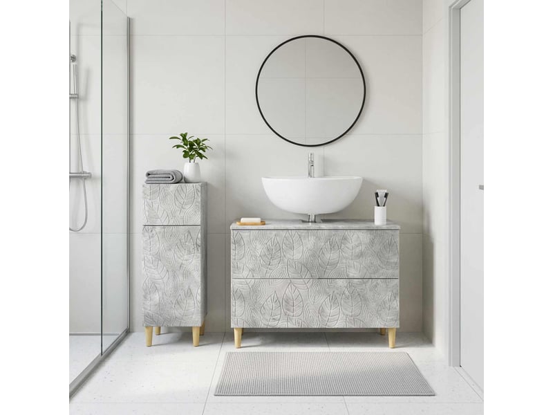  Ensemble de 2 meubles de salle de bain delft gris béton cf63121  - Conforama B