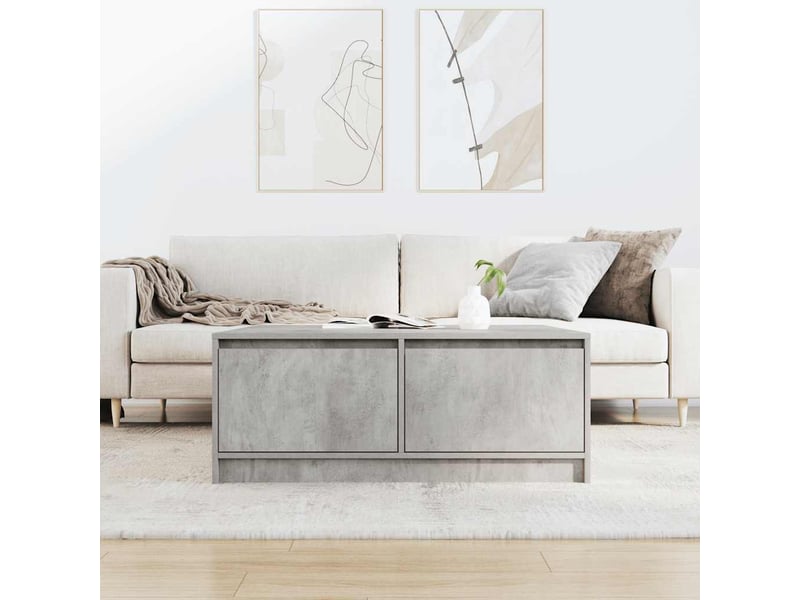  Table basse - table de salon - table à thé avec tiroirs gris béton 100x100x40 cm  - Conforama C