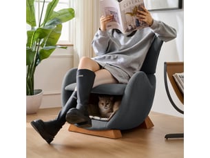 Fauteuil avec niche  en tissu anti-griffes, fauteuil design requin baleine gris avec cadre en bois massif, 66x69x76cm.